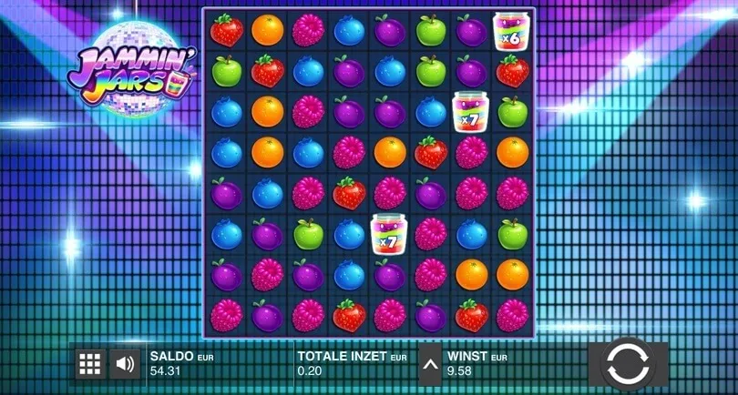 Jammin Jars slot – cluster win with glowing jar symbols